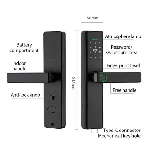 Smardeer ล็อคอิเล็กทรอนิกส์สําหรับ Tuya Smart lock พร้อม 5-in-1 ล็อคประตูดิจิตอล - Image 5