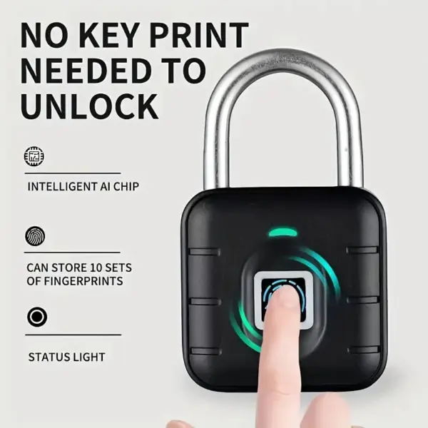 Waterproof Smart Fingerprint Padlock Locker Dormitory Anti-theft Padlock Quick Unlock Keyless Electronic Digital Lock