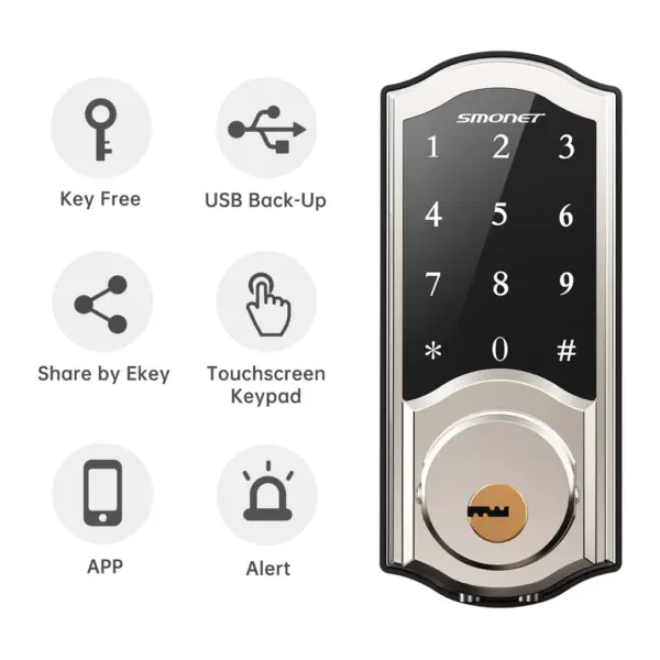 Smonet Smart Front Door Lock Keyless Entry A1 Electronic Digital Deadbolt Locks Passcode Combination Auto Lock For Home - Image 2