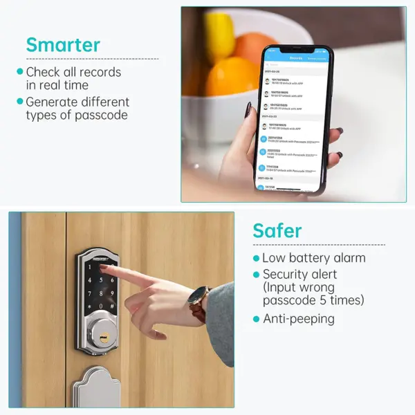 Smonet Smart Front Door Lock Keyless Entry A1 Electronic Digital Deadbolt Locks Passcode Combination Auto Lock For Home - Image 4